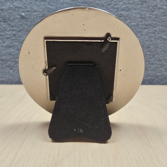 Vintage Black Silver Rhinestone trimmed round picture frame 5.25inches diameter - Picture 5 of 8